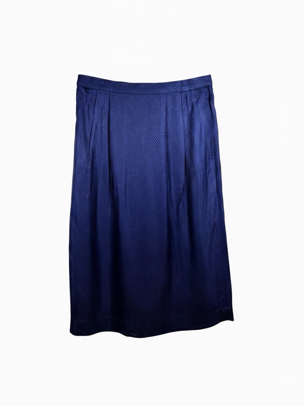 Classic Navy Midi Skirt - Sleek A-Line Style with Elastic Sides. Size 10
